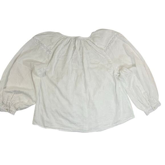 Old Navy White Lace Button Down Blouse Women’s Large Cotton Top Boho Chic - Picture 2 of 6